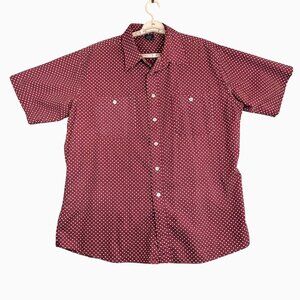 VTG Blair Mens XL Western Rodeo Red Polka Dot Short Sleeve Button-Up Shirt
